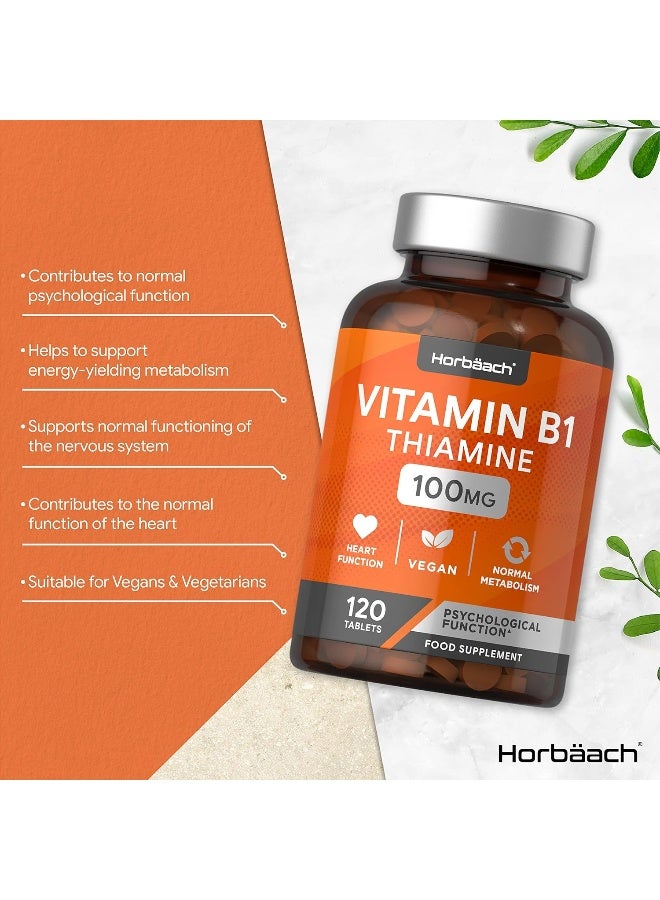 Horbäach Vitamin B1 Thiamine High Strength 100mg | 120 Vegan Tablets | No Artificial Preservatives - Image 2