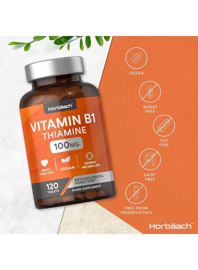Horbäach Vitamin B1 Thiamine High Strength 100mg | 120 Vegan Tablets | No Artificial Preservatives - Image 5