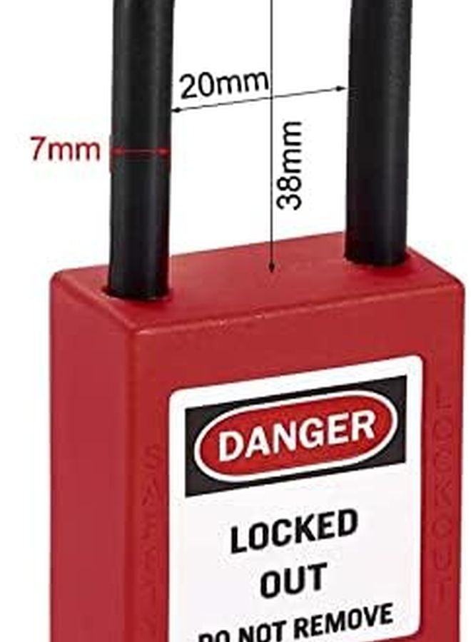 Red Nylon Shackle Safety Padlock 2Pcs Keyed Alike 1 1 2 Inch Lock Labeling - Image 5