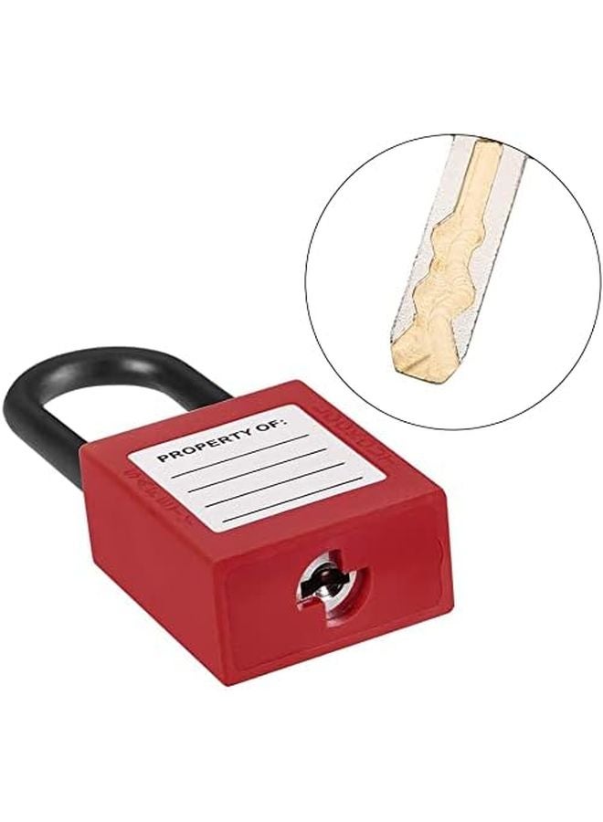 Red Nylon Shackle Safety Padlock 2Pcs Keyed Alike 1 1 2 Inch Lock Labeling - Image 4