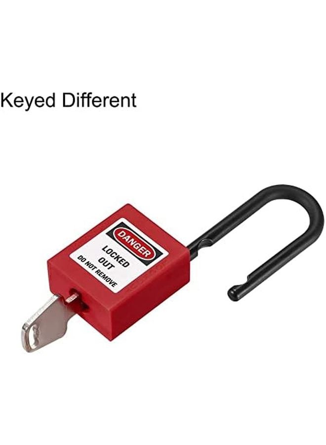 Red Nylon Shackle Safety Padlock 2Pcs Keyed Alike 1 1 2 Inch Lock Labeling - Image 3