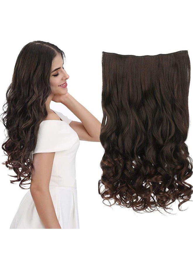 REECHO 20" 1-pack 3/4 Full Head Curly Wave Clips in on Synthetic Hair Extensions Hair pieces for Women 5 Clips 4.6 Oz Per Piece - Dark brown - Image 1