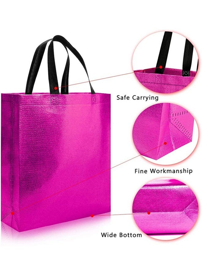 DRAPME Medium Size Pack of 10 Pcs Glossy Metallic Laminated Non-Woven Reusable Eco-Friendly Party Return Gift Bags (Hot Pink) (Medium 12x13x4 Inch) - Image 4
