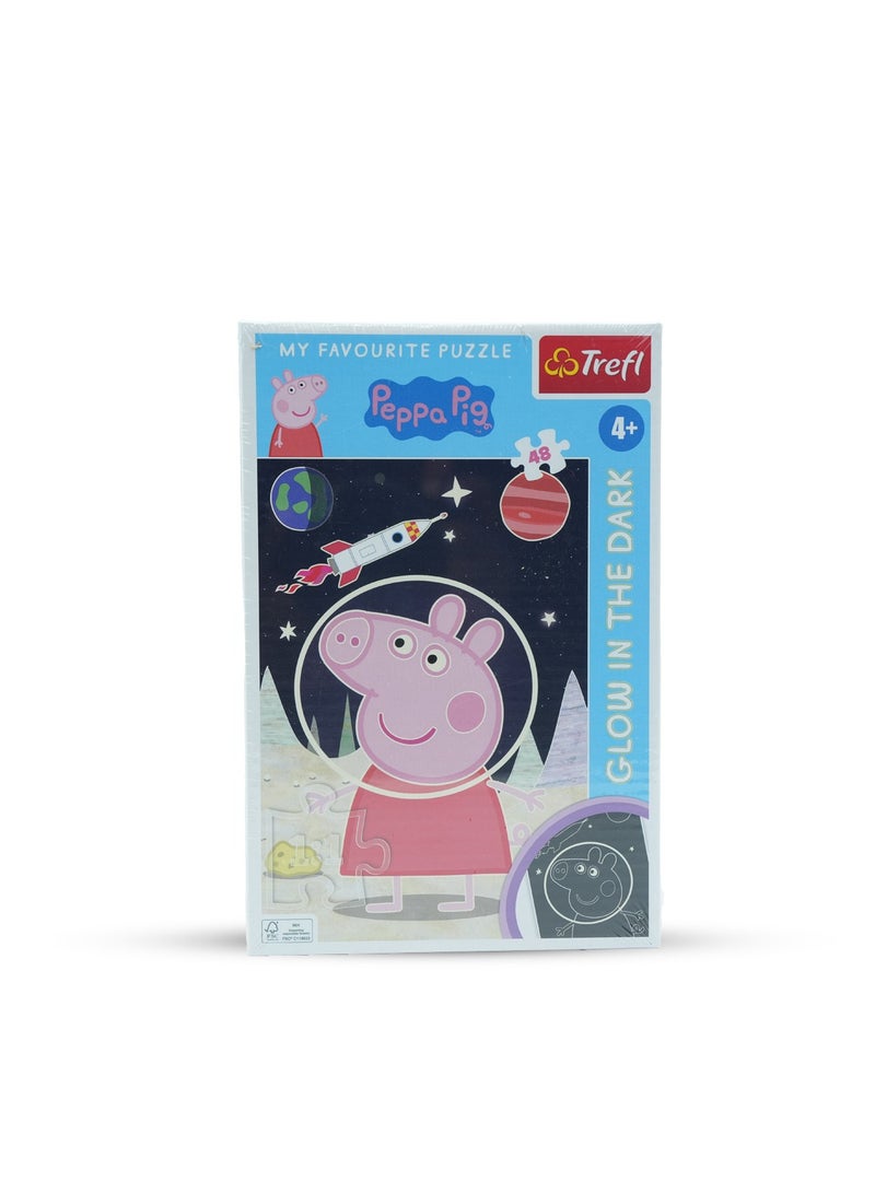 Trefl Peppa Pig Glow in the Dark Space Puzzle , 48 Piece Educational Jigsaw for Kids Ages 4+, My Favourite Puzzle Series by Trefl - Image 1