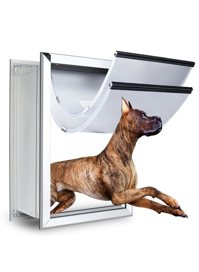 HANIML Extra Large Dog Door for Wall, Heavy Duty Aluminum Alloy Doggy Door with Telescoping Tunnel - Image 1