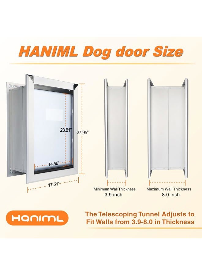 HANIML Extra Large Dog Door for Wall, Heavy Duty Aluminum Alloy Doggy Door with Telescoping Tunnel - Image 5