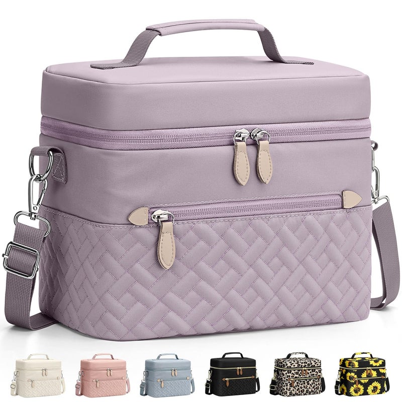Capolo Lunch Box for Women Men Adults,Insulated Lunch Bag Leakproof Lunch Cooler Box with Removable Strap Cute Lunch Tote Bags Reusable Thermal Lunchbox for Work Picnic(Small,Purple) - Image 1