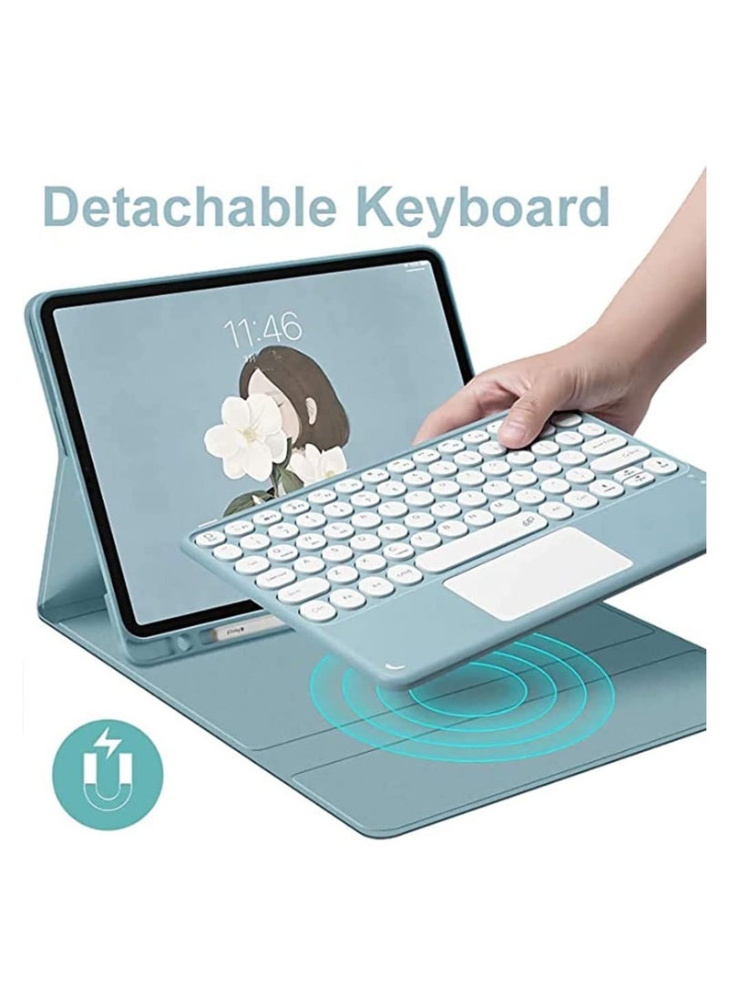 Aookay - [3 in 1] Arabic and English Keyboard Case for iPad (A16) 11th Generation 11 Inch 2025/ iPad 10th Generation 10.9 Inch 2022 Case with Bluetooth Mouse, Lightweight Cover with Detachable Touch Keyboard & Pencil Holder [Not Include Pen](Black) - Image 1