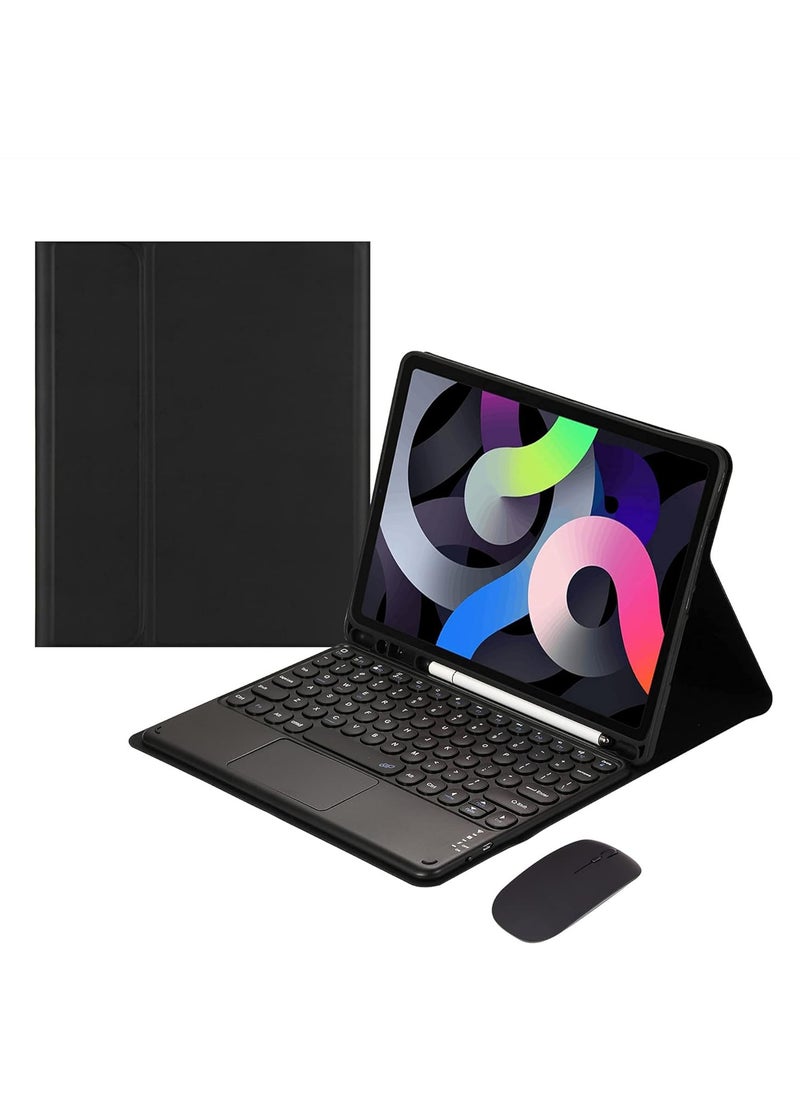 Aookay - [3 in 1] Arabic and English Keyboard Case for iPad (A16) 11th Generation 11 Inch 2025/ iPad 10th Generation 10.9 Inch 2022 Case with Bluetooth Mouse, Lightweight Cover with Detachable Touch Keyboard & Pencil Holder [Not Include Pen](Black) - Image 1