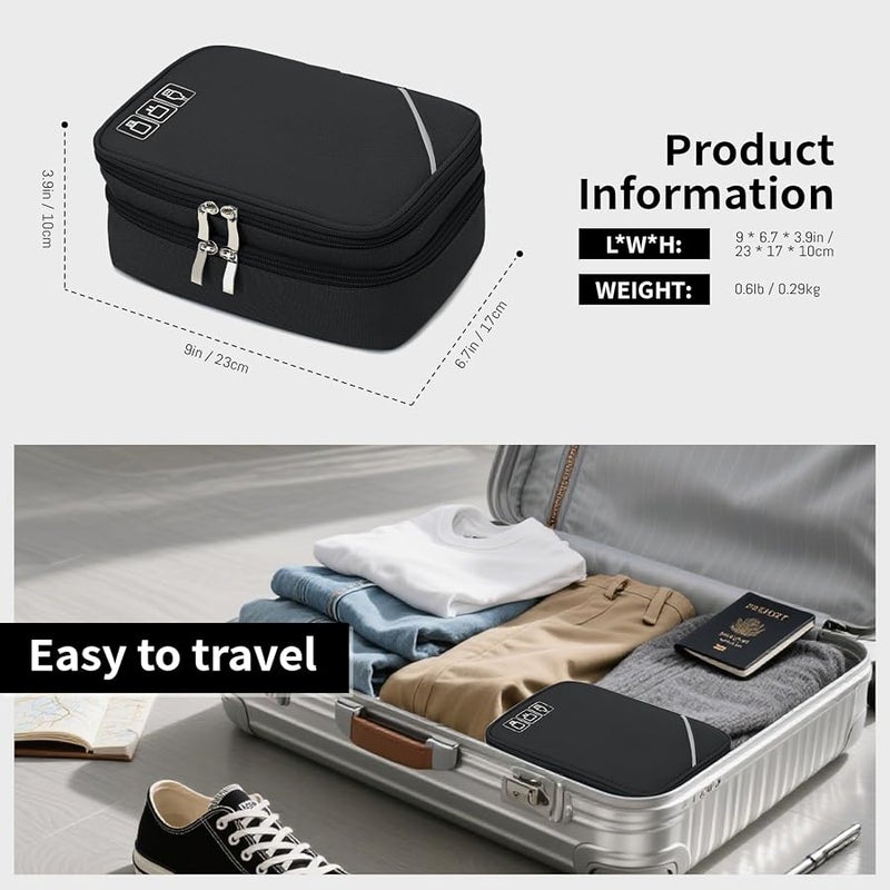 Lanola Travel Cable Organizer Bag, Electronic Accessories Case Portable Double Layer Cable Storage Bag for Cord,phone,Charger, Flash Drive,SD Card,Phone,Power Bank,Personal Items, Black - Image 2