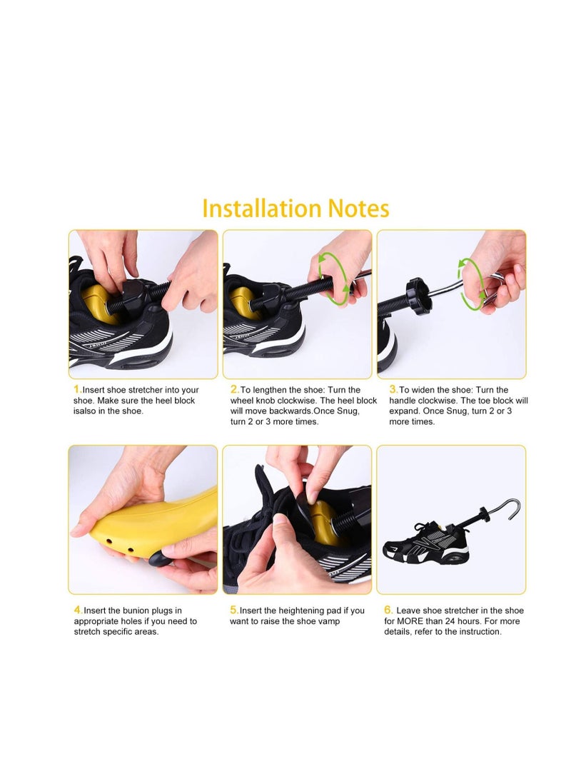 Y&D Shoe Stretcher Trees Professional Tough Plastic Tree Adjustable Length & Width Durable Shaper for Men Women kids Yellow L-Size - Image 5