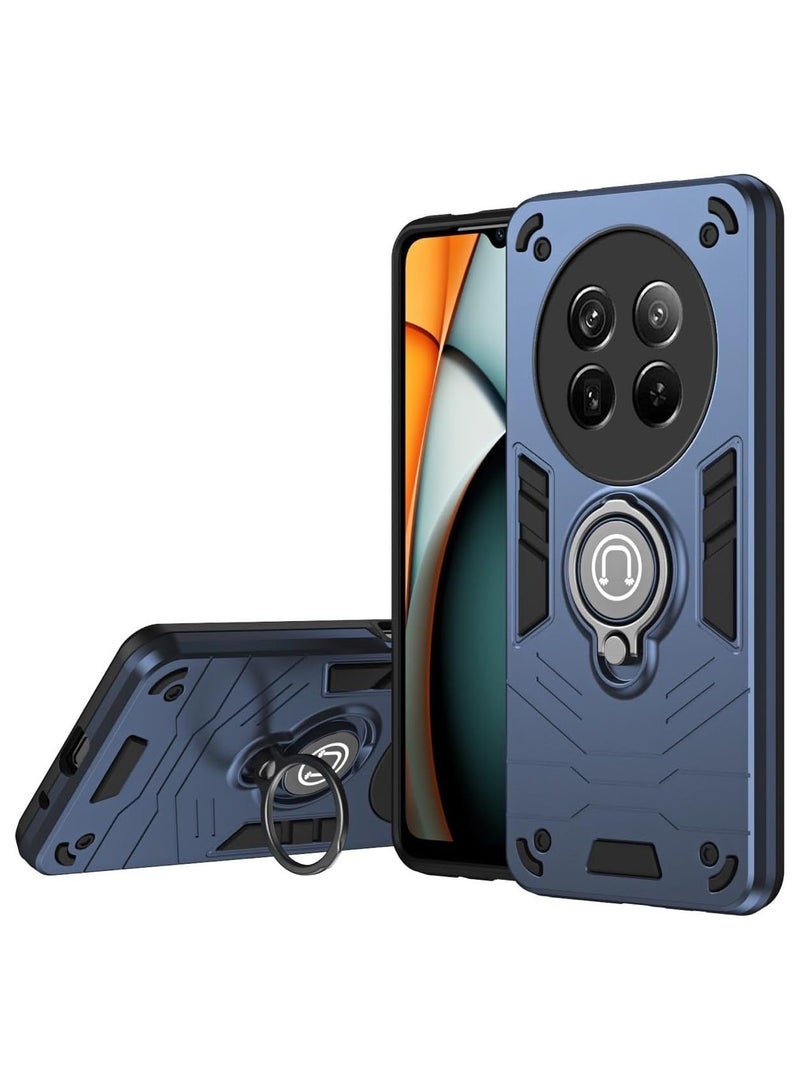 جولدن ماسك لهاتف ريلمى 12/ ريلمى 12 اكس (Realme 12/Realme 12X) جراب الحماية الفائقه مع دبله معدانيه وباب جرار لحماية كاميرة الهاتف - (ازرق داكن)