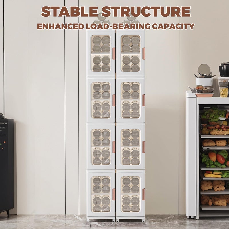 Lacusmall Tall Narrow Storage Cabinet with Movable Wheels, Adjustable Shelves & Magnetic Doors â€“ Foldable Slim Plastic Organizer for Bathroom, Kitchen, Laundry, Ideal for Small Spaces(4-Tier,White) - Image 5