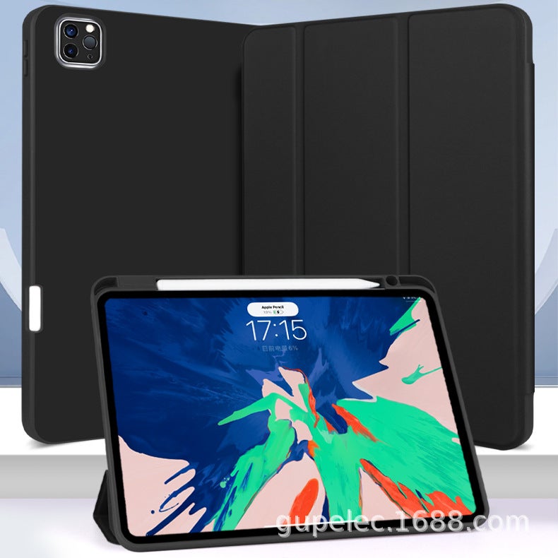 Ipad10.9 Protective Case Is Suitable For Air4/5 Solid Color Right Pen Slot Pro11 Soft Tpu Shell Pro12.9 Leather Case - Image 1