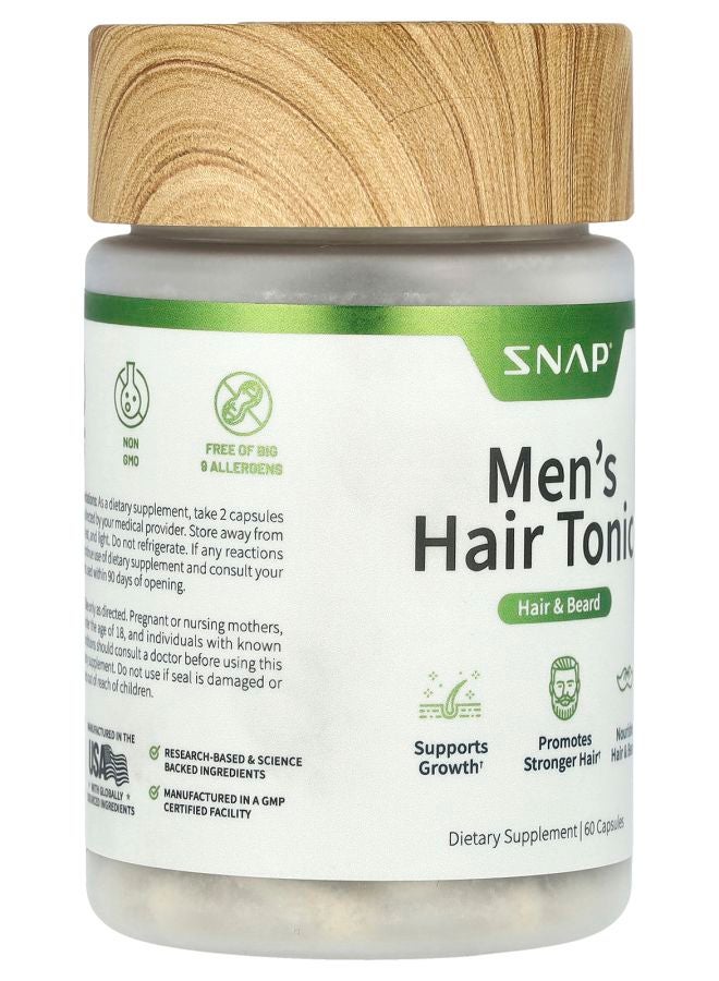 SNAP SUPPLEMENTS تونك شعر للرجال للشعر واللحية 60 كبسولة - Image 2