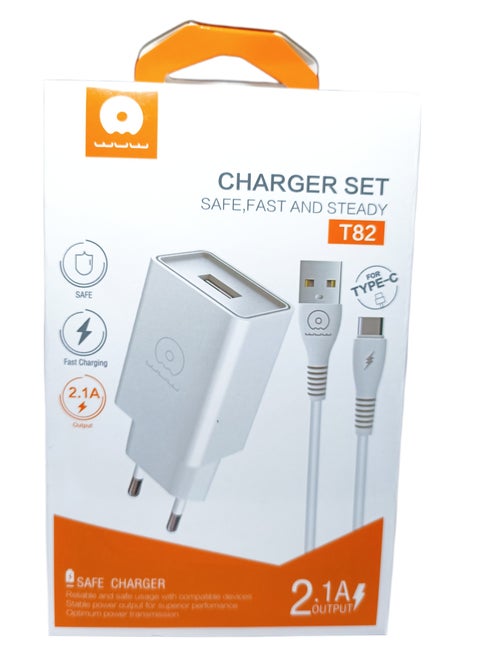 2.1A USB Charger with Type-C Charging Cable