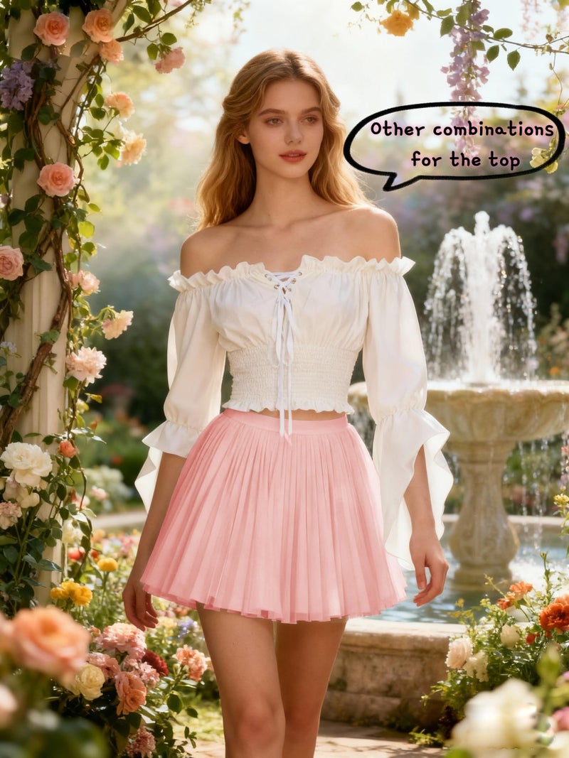 YEAXLUD Victorian-Era Inspired High-Waisted Button Skirt Ensemble Renaissance Costumes medieval dress for Women(Black-M) - Image 4