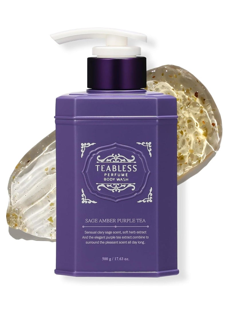 TEABLESS Sage Amber Purple Tea Perfume Body Wash & Body Lotion Set | Hydrating Cleanser & Moisturizer Duo | Floral Woody Scent | Korean Skincare Gift Set - Image 2