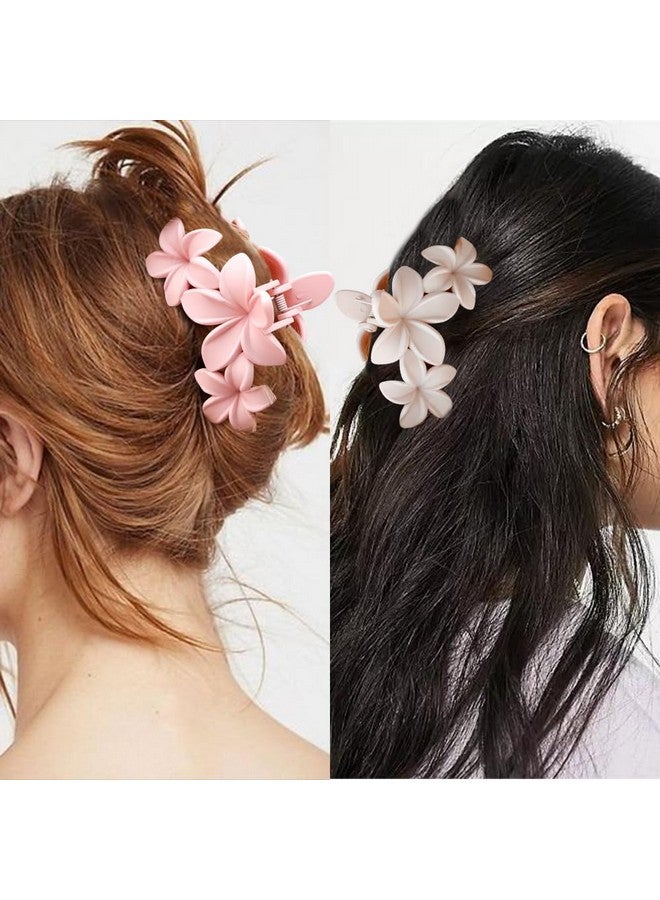 Ahoney 6PCS Flower Hair Clips for Women Strong Hold Nonslip, Big Flower Claw Clip for Thick Hair, Hawaiian Hibiscus Cute Flower Hair Clips Beach Hair Accessories for Women Girls (Neutral) - Image 2