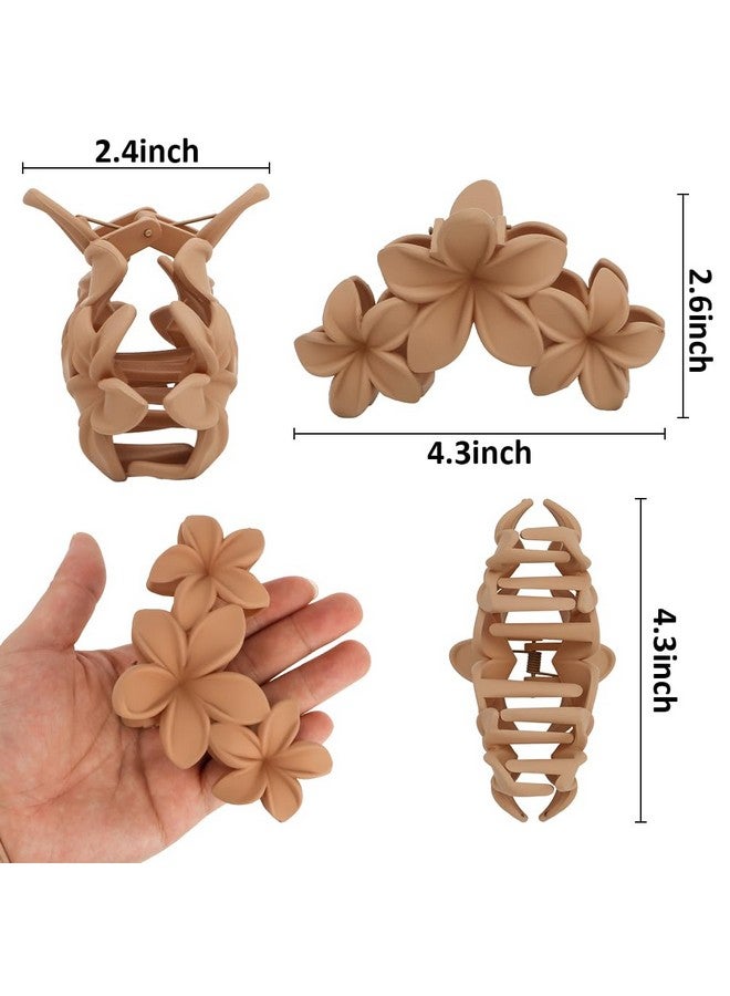 Ahoney 6PCS Flower Hair Clips for Women Strong Hold Nonslip, Big Flower Claw Clip for Thick Hair, Hawaiian Hibiscus Cute Flower Hair Clips Beach Hair Accessories for Women Girls (Neutral) - Image 4