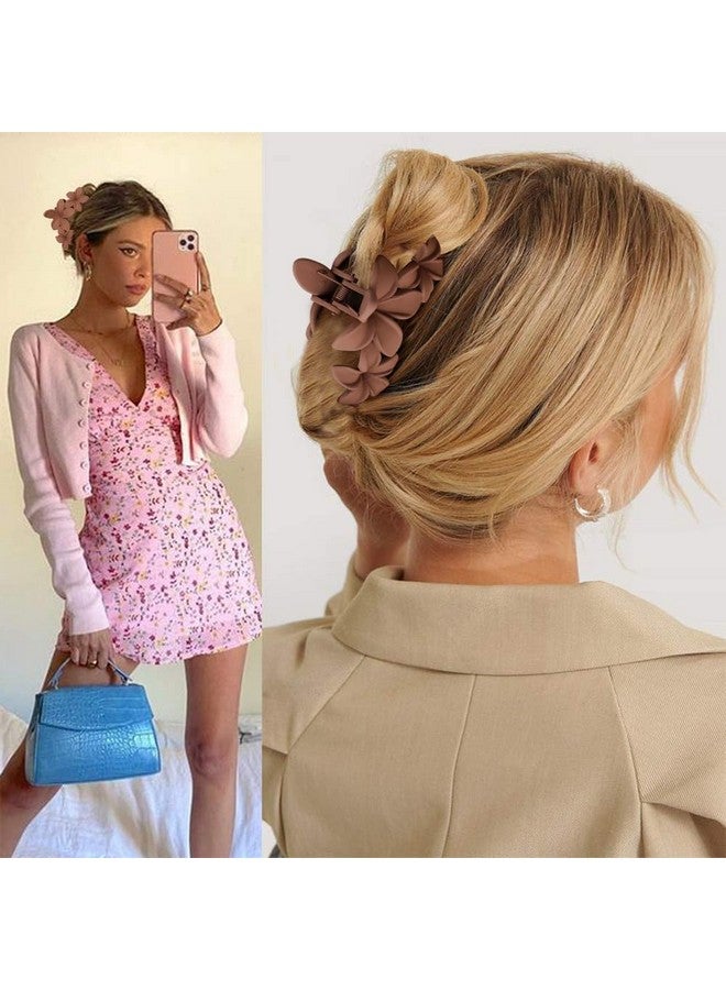Ahoney 6PCS Flower Hair Clips for Women Strong Hold Nonslip, Big Flower Claw Clip for Thick Hair, Hawaiian Hibiscus Cute Flower Hair Clips Beach Hair Accessories for Women Girls (Neutral) - Image 3