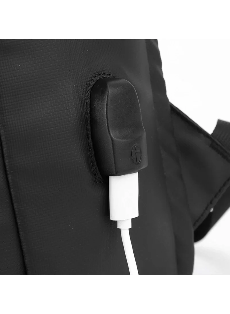 Hike  Unisex Computer Shoulder Backpack Water Resistant Daypack with Built in USB port and Separate Laptop Compartment for Travel/Business/College, HK2301, Black  | Best Price UAE