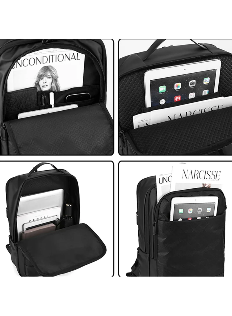 Hike  Unisex Computer Shoulder Backpack Water Resistant Daypack with Built in USB port and Separate Laptop Compartment for Travel/Business/College, HK2301, Black  | Best Price UAE