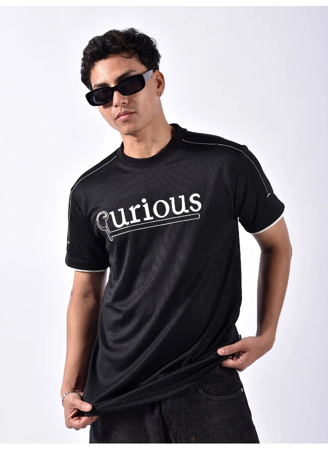بيونغ Black HD Embroidered Dual Sleeves T-Shirt