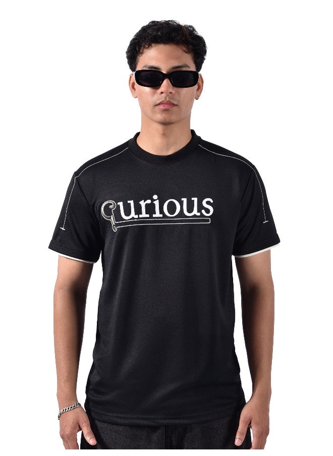 Beyoung Black HD Embroidered Dual Sleeves T-Shirt  - Image 3