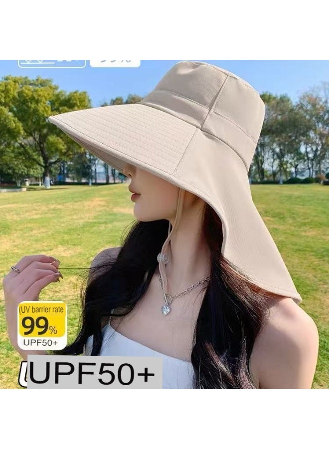 كيفية قبعة شمسية نسائية متعددة الاستخدامات للأنشطة الخارجية - قبعة صيفية واسعة الحواف مع حماية من الأشعة فوق البنفسجية وغطاء للرقبة - Image 1