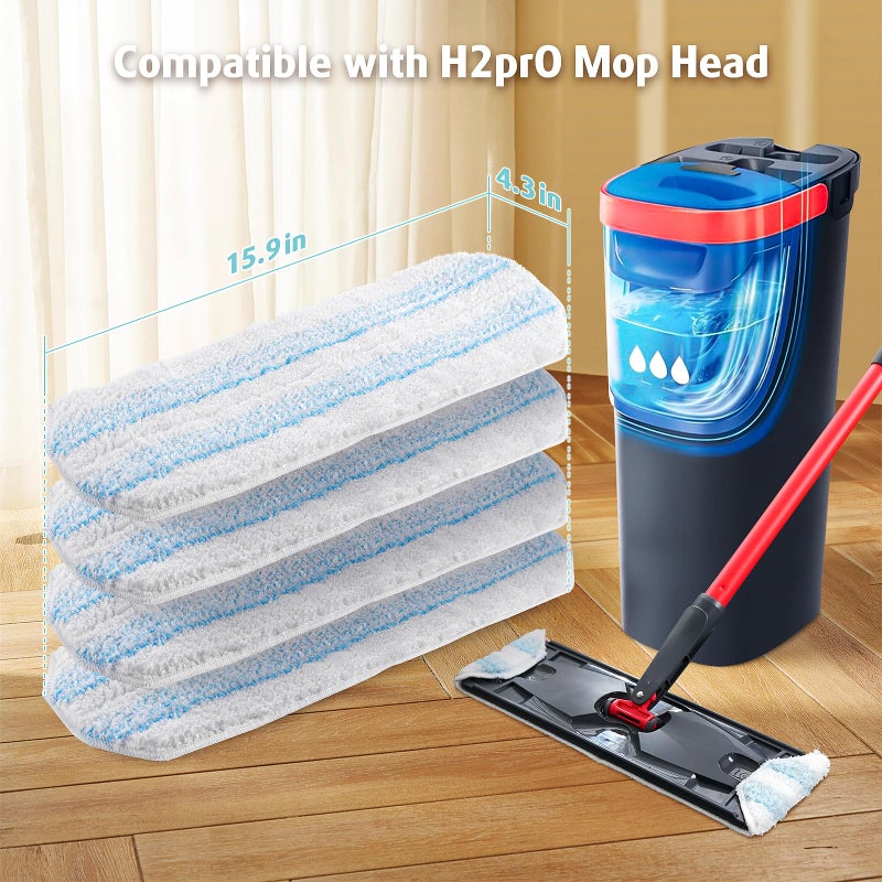 AIR U+ وسادات استبدال ممسحة AIR U+ لنظام ممسحة O Cedar H2prO، عبوة 4 وسادات ممسحة، قابلة للغسل في الغسالة وقابلة لإعادة الاستخدام من الألياف الدقيقة لاستبدال O-Cedar H2Pro لتنظيف جميع أنواع الأرضيات. - Image 2