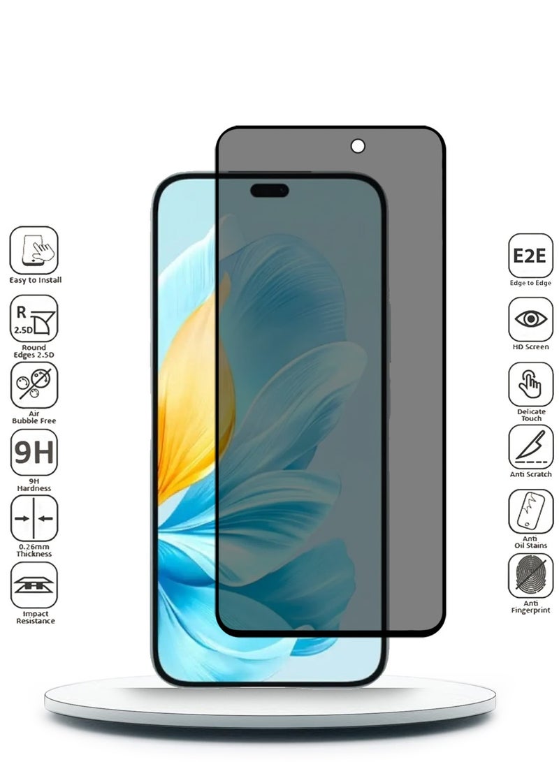 Premium Privacy Tempered Glass Screen Protector for honor 200 lite 5G - Anti Bubbles 9H Hardness 0.33 mm Rounded Edges Easy Installation
