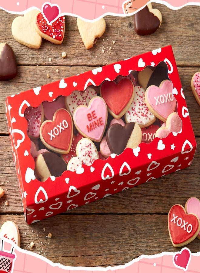 Tenceur 100 Pieces Valentine's Day Cookie Boxes with Window & Lid 12.5 x 5.5 x 2.5 Inch Red and White heart Bakery Boxes Valentine's Day Candy Treat Food Container for Xmas Gift Wrapping Party Favor - Image 4