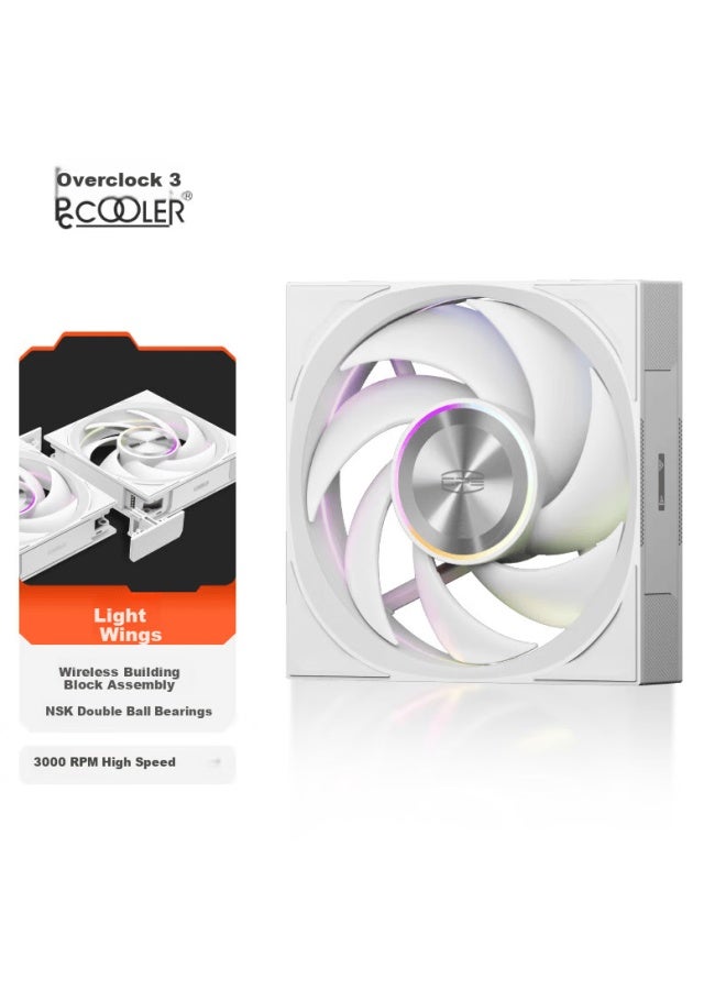 Pccooler Light Wing F7 X120 Argb White, Jingye 12cm Case Fan, Wireless Building Block Connection/argb Lighting Sync/pwm Temperature Control Speed Adjustment/dual Ball Bearing - Image 1