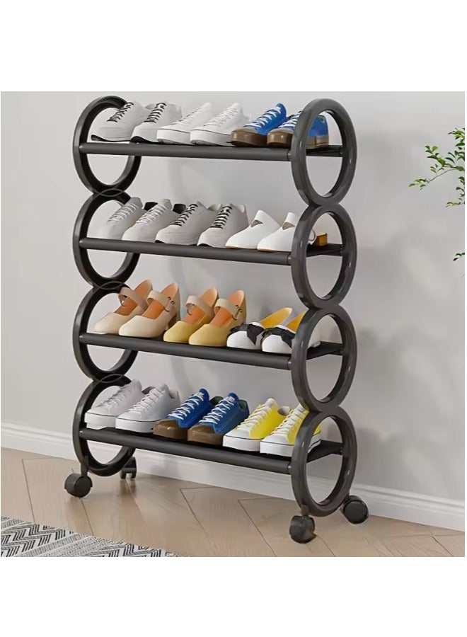 Shoe Rack Tall and Narrow Shoe Racks with Rolling Wheels for Entryway Shoe Storage Organizer Shelf Plastic Shoe Rack