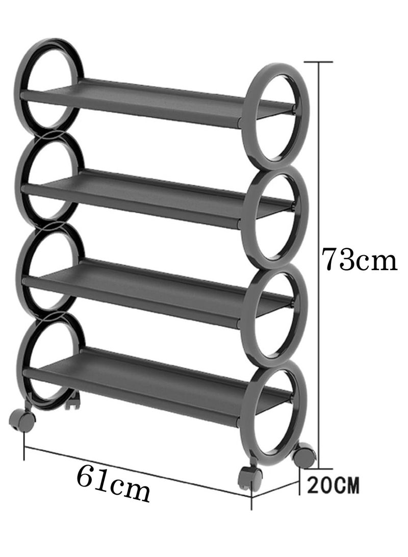 Shoe Rack Tall and Narrow Shoe Racks with Rolling Wheels for Entryway Shoe Storage Organizer Shelf Plastic Shoe Rack