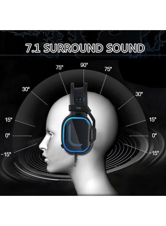 Black USB 7 1CH Over Ear Headphones With Vivid Lights Clear Sound For Gaming Office - Image 3