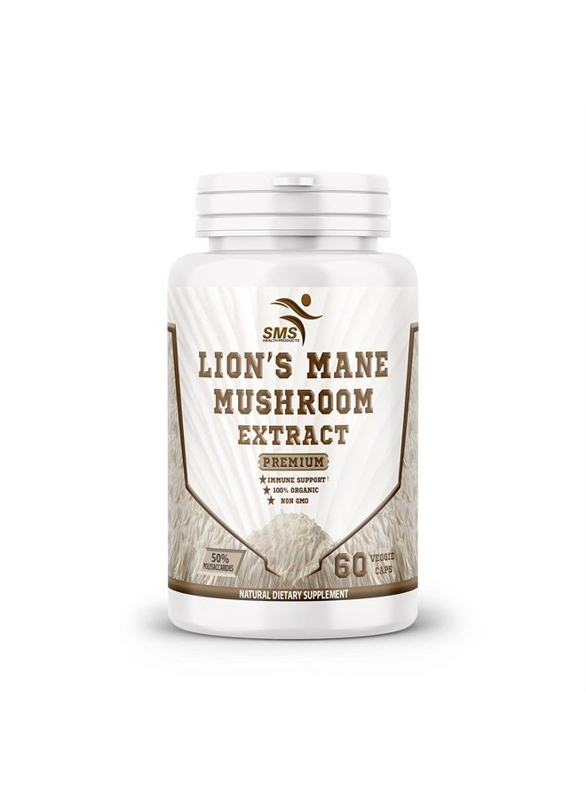 SMSHEALTHPRODUCTS.com Lion's Mane Mushroom Cognition Capsules (60 Capsules) Lions Mane Mushroom Powder Extract Capsules | Brain Supplement, Brain Vitamins, Focus Supplement - Image 5