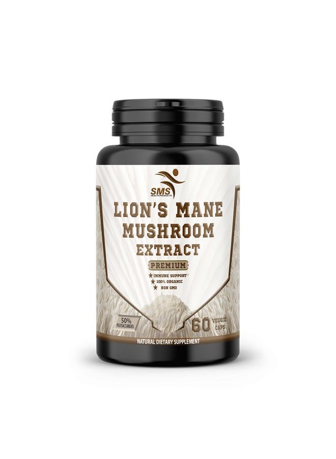 SMSHEALTHPRODUCTS.com Lion's Mane Mushroom Cognition Capsules (60 Capsules) Lions Mane Mushroom Powder Extract Capsules | Brain Supplement, Brain Vitamins, Focus Supplement - Image 1