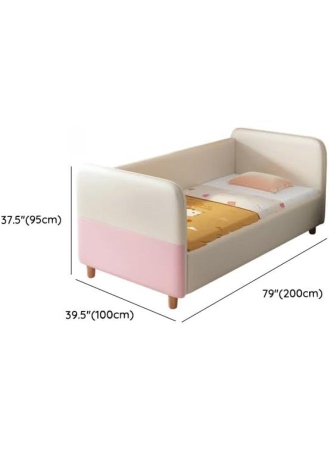Ripple FURNITURE FLORA homes Children's Twin Bed, Pink and Cream, with Headboard and Footboard, Wooden Legs (200cmx100cmx95cm) - Image 2