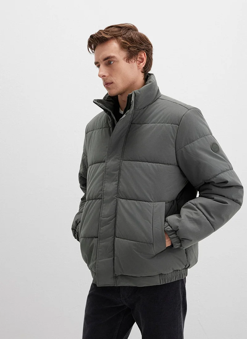 مافي High Collar Green Jacket