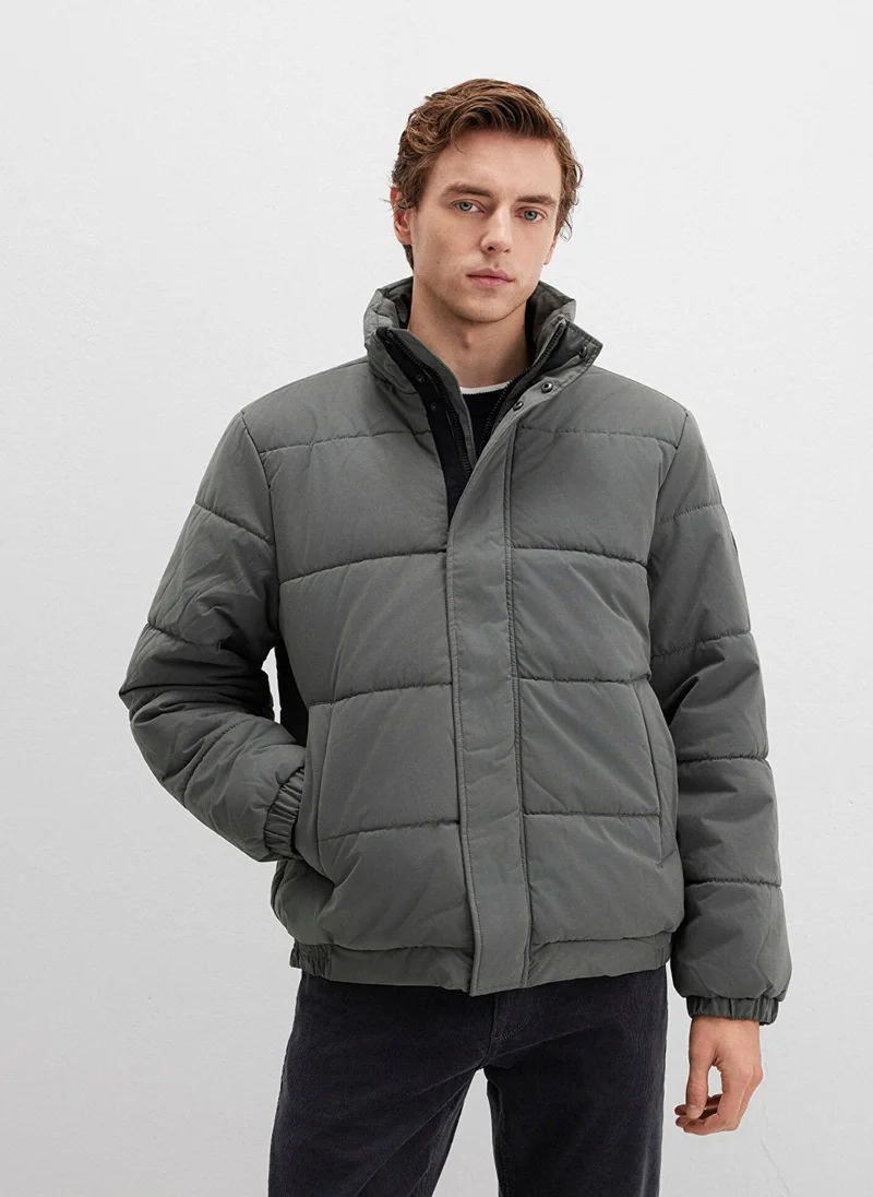 مافي High Collar Green Jacket
