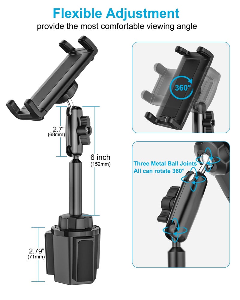 Dosvsi Z Fold Car Mount, [Sturdy Metal Arm] Cup Holder Folding Phone Mount, 360Â° Adjustable Tablet Phone Stand Truck CupHolder for Galaxy Z Fold 7 6 5 4 3 2, Pixel Fold, Galaxy Tab, 4-13" Device - Image 5