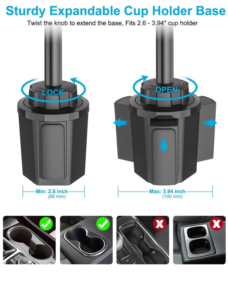 Dosvsi Z Fold Car Mount, [Sturdy Metal Arm] Cup Holder Folding Phone Mount, 360Â° Adjustable Tablet Phone Stand Truck CupHolder for Galaxy Z Fold 7 6 5 4 3 2, Pixel Fold, Galaxy Tab, 4-13" Device - Image 4