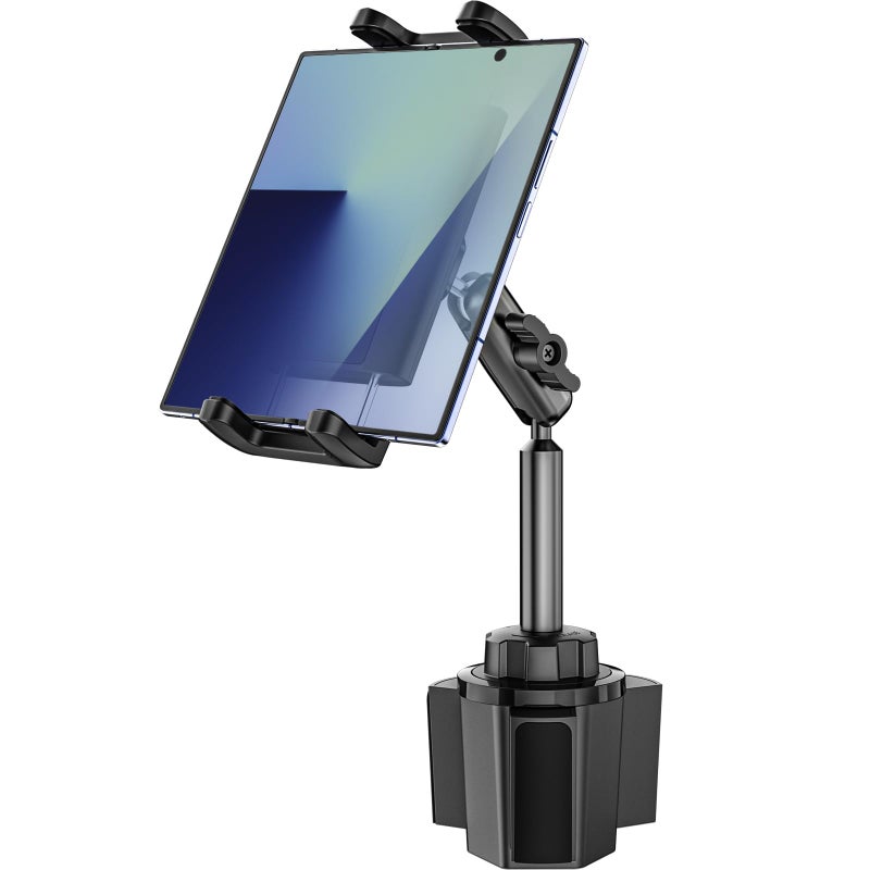 Dosvsi Z Fold Car Mount, [Sturdy Metal Arm] Cup Holder Folding Phone Mount, 360Â° Adjustable Tablet Phone Stand Truck CupHolder for Galaxy Z Fold 7 6 5 4 3 2, Pixel Fold, Galaxy Tab, 4-13" Device - Image 1