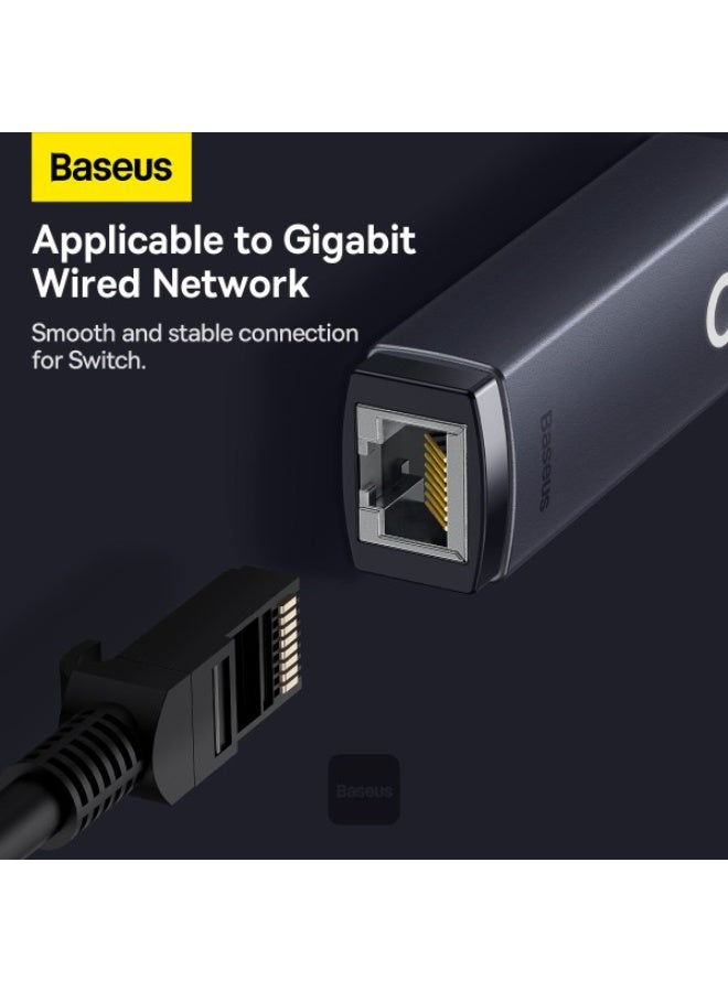 بيسوس محول إيثرنت Baseus Lite Series Type-C إلى RJ45 بسرعة 1000 ميجابت في الثانية - رمادي فلكي - Image 3