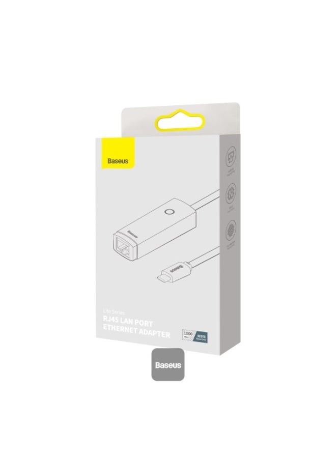 بيسوس محول إيثرنت Baseus Lite Series Type-C إلى RJ45 بسرعة 1000 ميجابت في الثانية - رمادي فلكي - Image 1