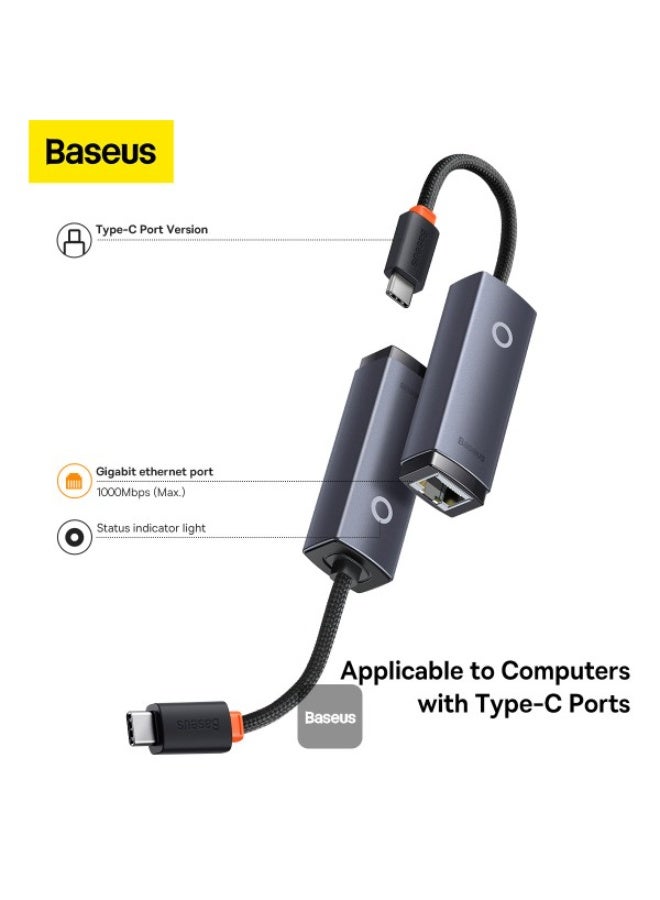 بيسوس محول إيثرنت Baseus Lite Series Type-C إلى RJ45 بسرعة 1000 ميجابت في الثانية - رمادي فلكي - Image 2