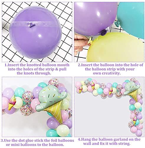 Party Propz Party Propz Birthday Balloon Arch Decoration Combo With Multicolor Latex Balloons Ice Cream Foil Balloons Multicolor Confetti Balloons64 Pcs - Image 3