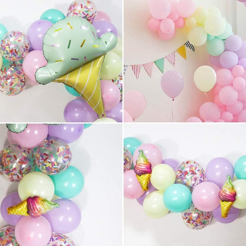 Party Propz Party Propz Birthday Balloon Arch Decoration Combo With Multicolor Latex Balloons Ice Cream Foil Balloons Multicolor Confetti Balloons64 Pcs - Image 4